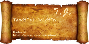 Tamási Jolán névjegykártya